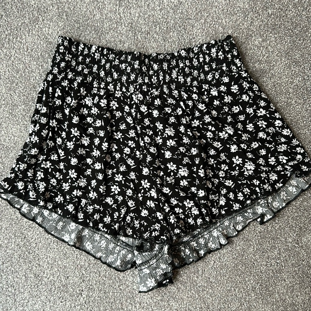 black shorts with white flowers